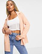 In The Style X Syd & El Double Breasted Blazer In Peach - Part Of A Set-orange