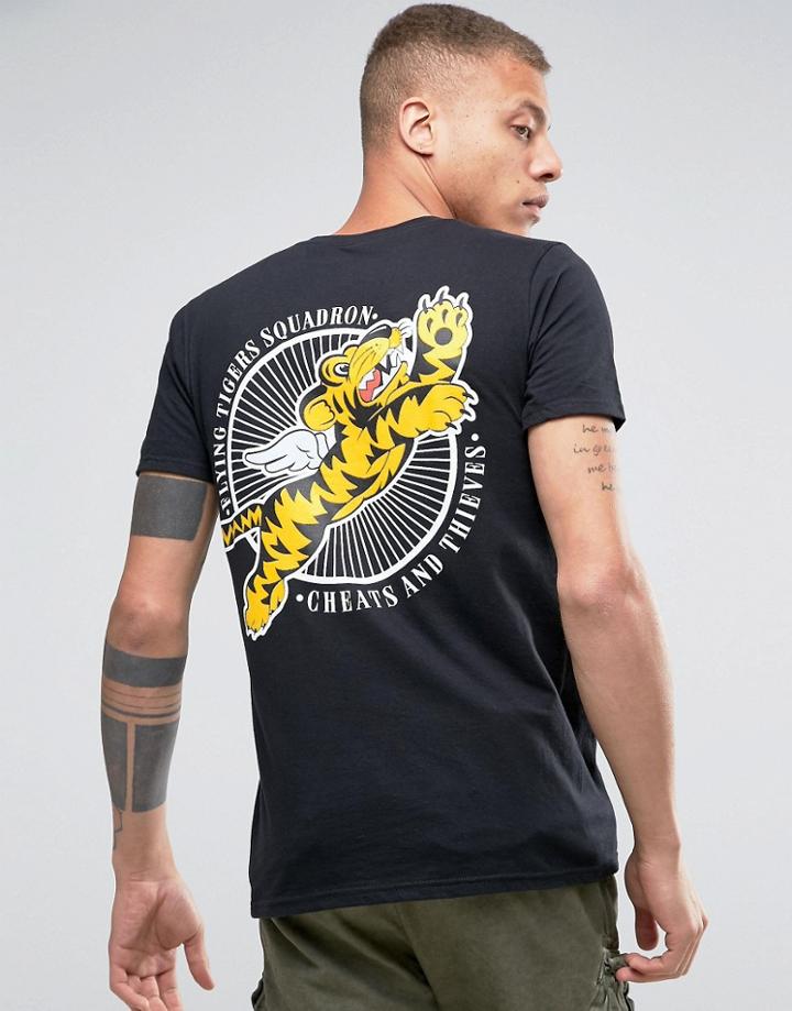 Cheats & Thieves Tiger Squadron Back Print T-shirt - Black
