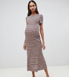 Asos Design Maternity City Maxi Dress In Stripe Rib - Multi