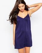 Asos Cami Dress With V Front And V Back - Navy