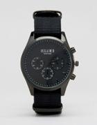 Reclaimed Vintage Chronograph Canvas Watch In Black - Black