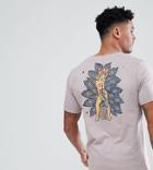 Just Junkies T-shirt With Peacock Lady Backprint - Pink