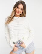 Jdy Crochet Sweater With Pephem In Cream-white