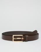Asos Smart Super Skinny Leather Belt In Brown - Brown