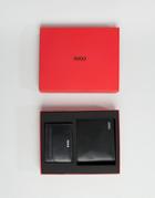 Hugo Billfold Wallet Leather Card Holder Set In Black - Black