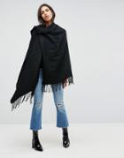 Asos Plain Cape In Black - Black