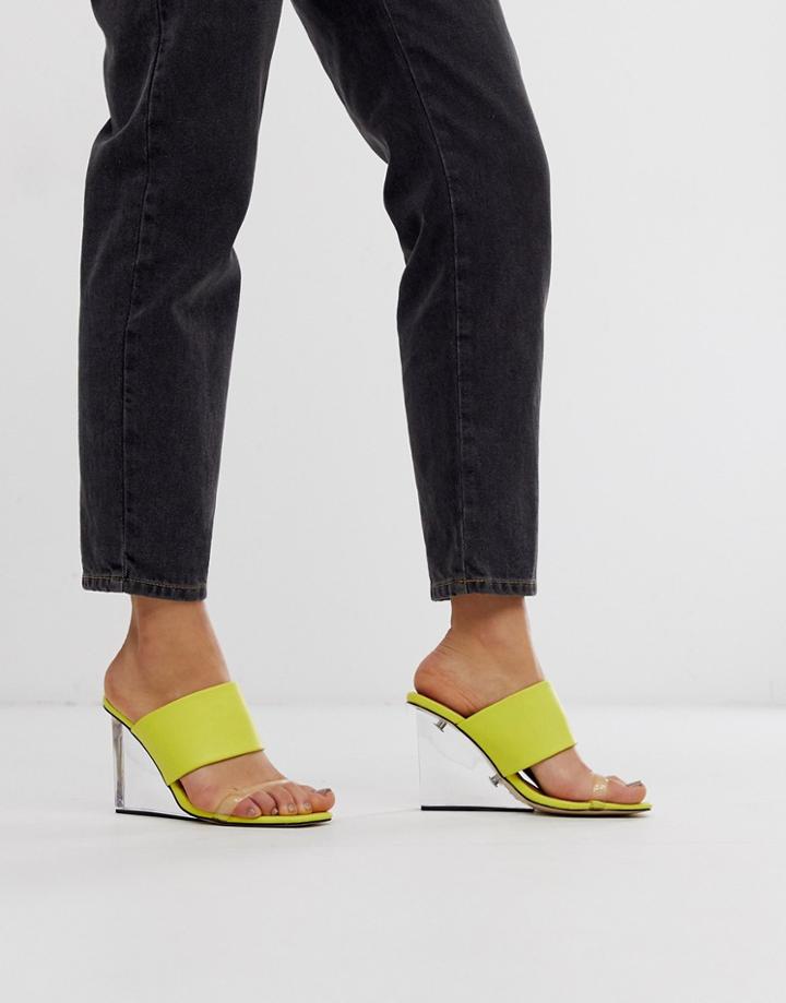 Truffle Collection Clear Mule Wedge Heeled Sandals-yellow