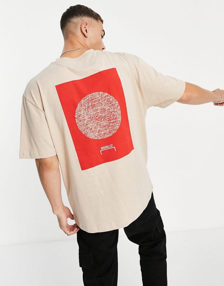 River Island Oversized T-shirt In Stone-neutral