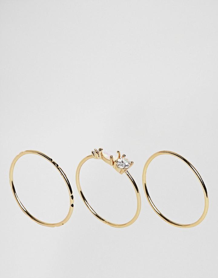 Orelia Delicate Gem Ring Set - Gold
