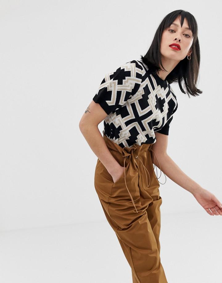 Asos Design Two-piece Geo Pattern Knitted Sweater-multi
