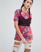 Asos T-shirt With Mesh Bra Overlayer - Multi