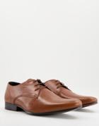 Topman Tan Leather Bright Derby Shoes-brown