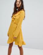 Vila Spotty Wrap Dress - Yellow