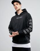 Night Addict Embroidered Logo Hoodie With Sleeve Prints - Black