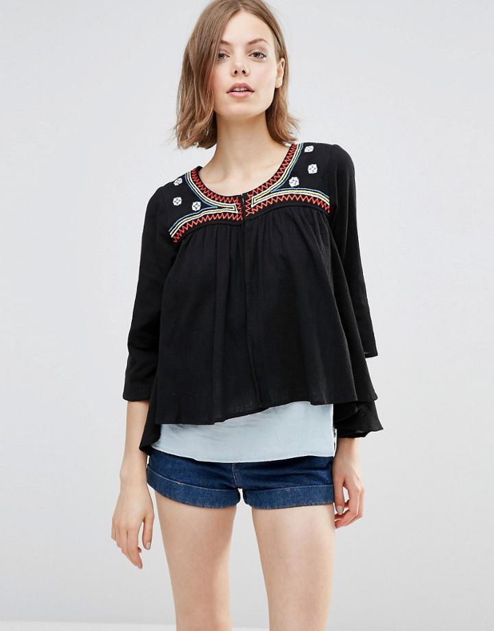 Qed London Embroidered Jacket - Black