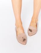 Faith Aaliyah Nude Tassel Pointed Toe Flat Shoes - Nude