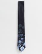 Twisted Tailor Tie With Faded Floral Print In Navy
