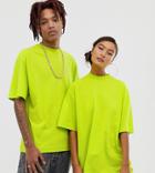 Collusion Unisex T-shirt In Bright Green - Green