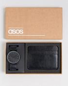 Asos Watch And Cardholder Set In Black - Black