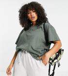Asos Design Curve Ultimate Oversized T-shirt In Khaki-green