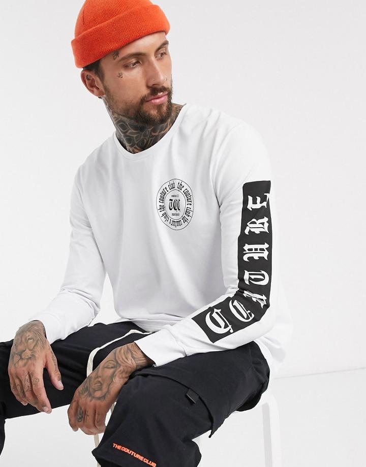 The Couture Club Graphic Long Sleeve Top In White