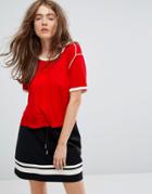 Weekday Retro T-shirt With Piping Detail - Red
