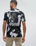 Asos Relaxed T-shirt With Smiling Reaper Print And Tie Dye - Black