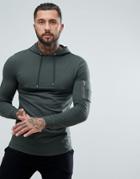 Asos Longline Muscle Fit Hoodie With Ma1 Pocket - Green