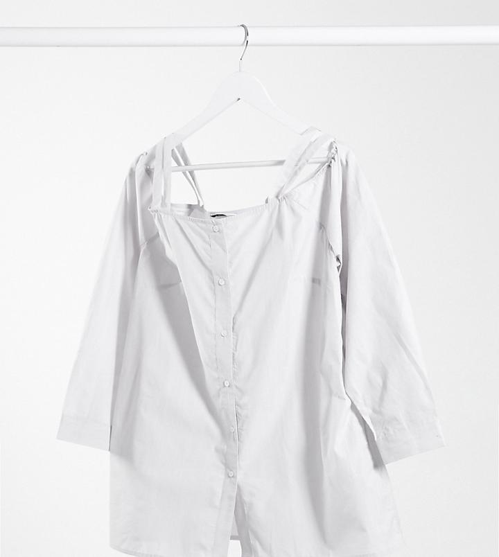 Simply Be Plus Bardot Shirt In Gray-grey