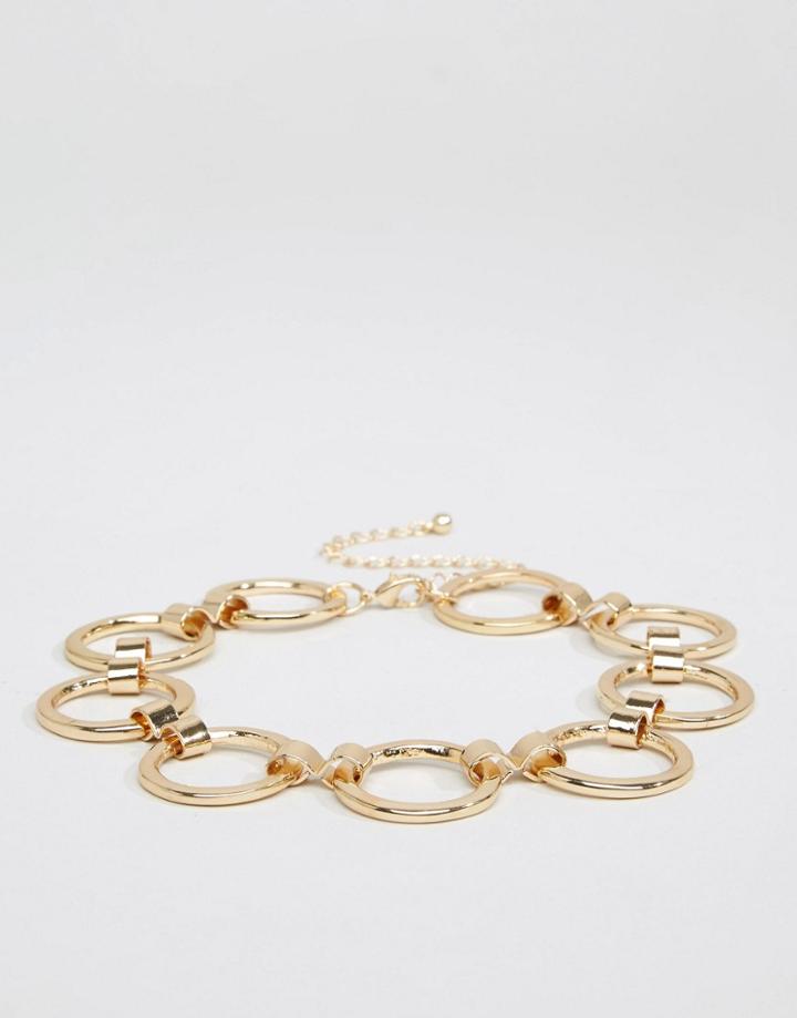 Asos Circle Link Choker Necklace - Gold