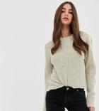 Asos Design Tall Chunky Sweater With Stitch Detail-beige