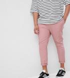 Asos Design Plus Super Skinny Crop Chinos In Pastel Pink - Pink
