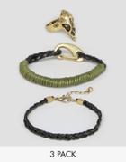 Asos Ring And Bracelet Pack With Animal Skull - Multi