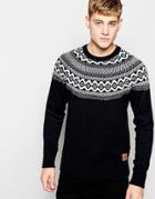 Jack & Jones Knitted Sweater With Fair Isle Yoke - Cloud Dancer