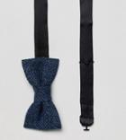 Heart & Dagger Bow Tie In Herrginbone Tweed - Navy