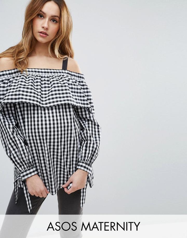 Asos Maternity Gingham Top With With Contrast Strap - Multi