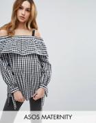 Asos Maternity Gingham Top With With Contrast Strap - Multi