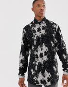 Jack & Jones Premium Long Sleeve Shirt In Bleach Print - Black