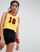 Asos Tank With Retro Team Details - Yellow