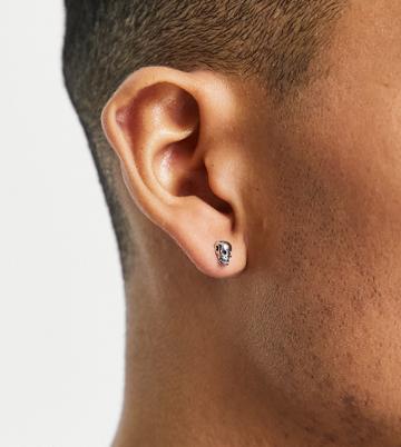 Lost Souls Skull Stud Earrings In Sterling Silver