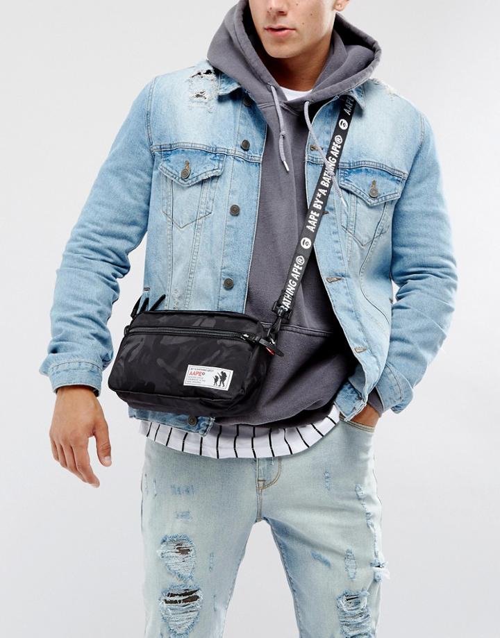 Aape By A Bathing Ape Camo Flight Bag - Black
