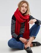 Asos Long Tassel Scarf In Supersoft Knit - Red