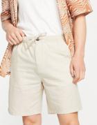 Selected Homme Linen Mix Shorts In Beige-neutral