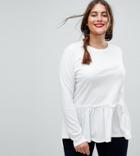 Asos Curve Smock Top With Frill - Cream