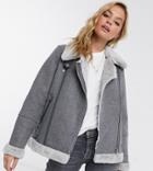 Vero Moda Petite Aviator Jacket In Gray-grey