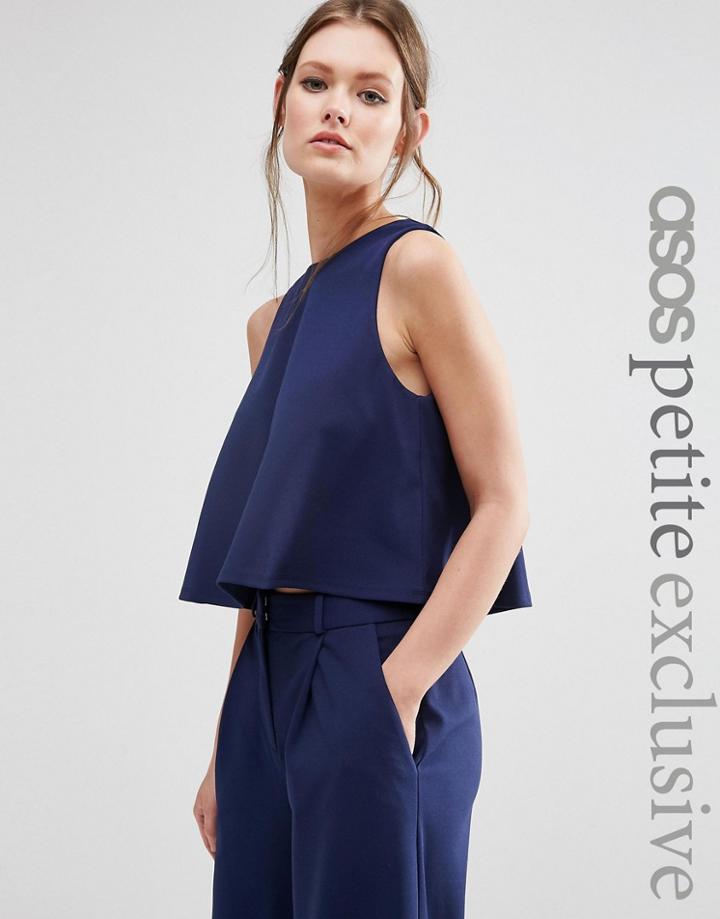 Asos Petite Co-ord Luxe Tailored Top - Navy