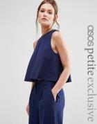 Asos Petite Co-ord Luxe Tailored Top - Navy