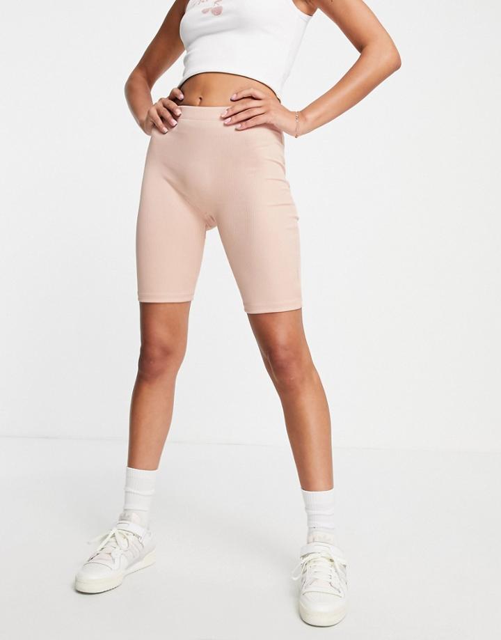 Vero Moda Ribbed Legging Shorts In Pink