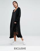 Micha Lounge Black Side Spilt Maxi Cardigan - Black
