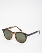 Asos Round Sunglasses In Tort With Contrast Matte Black Top - Tort